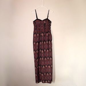 Band of Gypsies Black and Red Patterned Strapless Jumpsuit